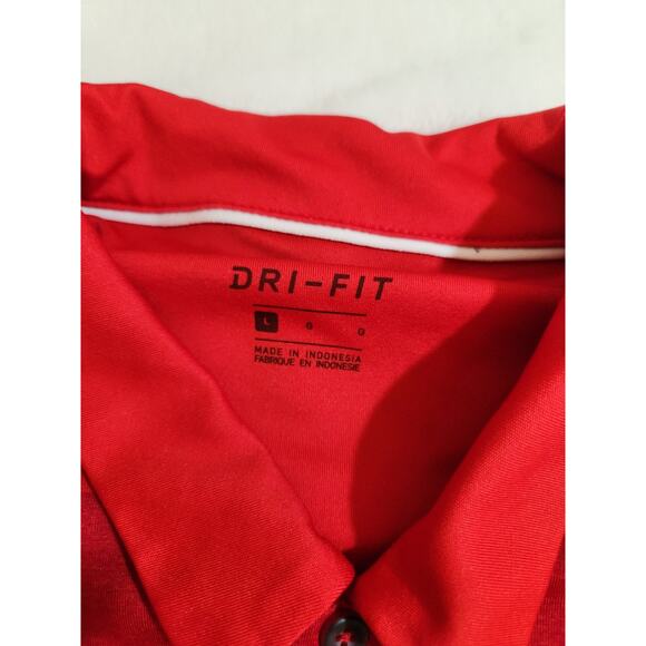 Washington University St Louis Bears Nike Polo Mens Large Red Striped Dri-Fit - Picture 4 of 13